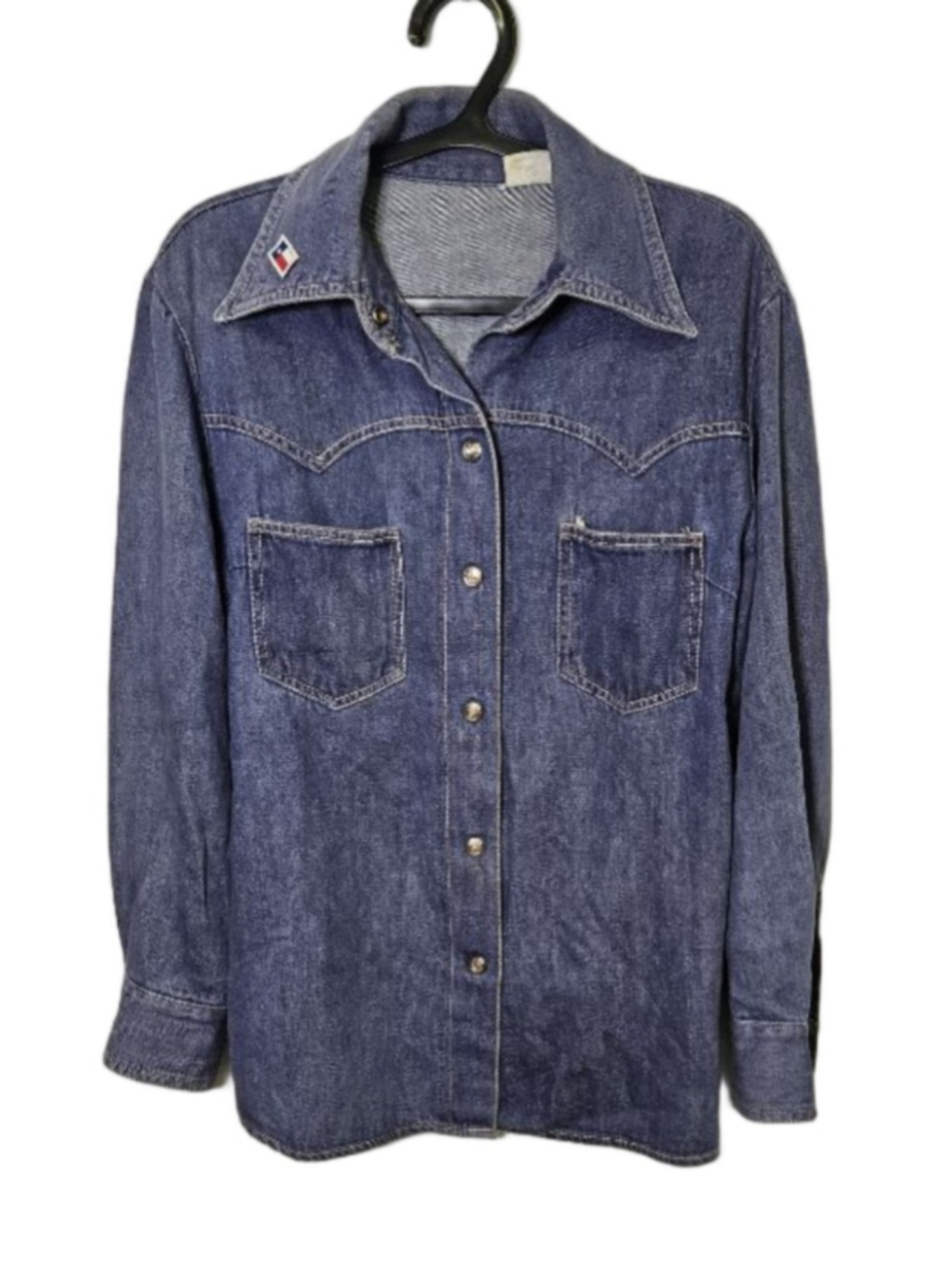 Vintage Women's Blue Denim Button Down western Shirt